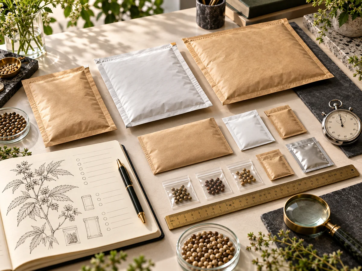 Anonymous seed shipping and packaging comparison workspace